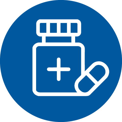 Clinical Trial Supply icon - a pill and pill bottle