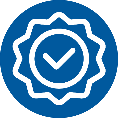 Quality & Security Monitoring Icon - A checkmark in a rosette