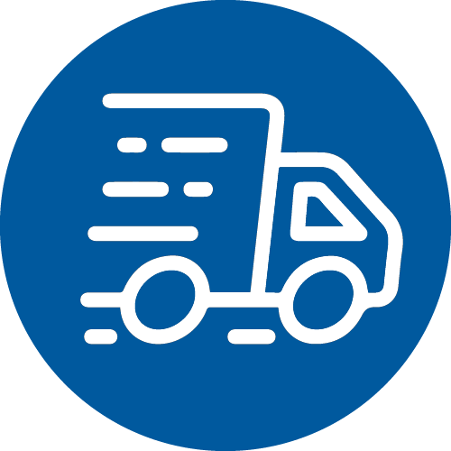 Rapid & Secure Shipment Processing Icon - a truck driving down a road