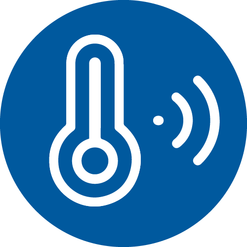 Temperature-controlled storage & distribution icon - a thermometer with 'wave' lines