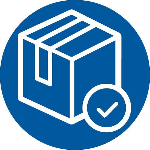 Third-party depot & courier auditing icon - a closed box with a checkmark